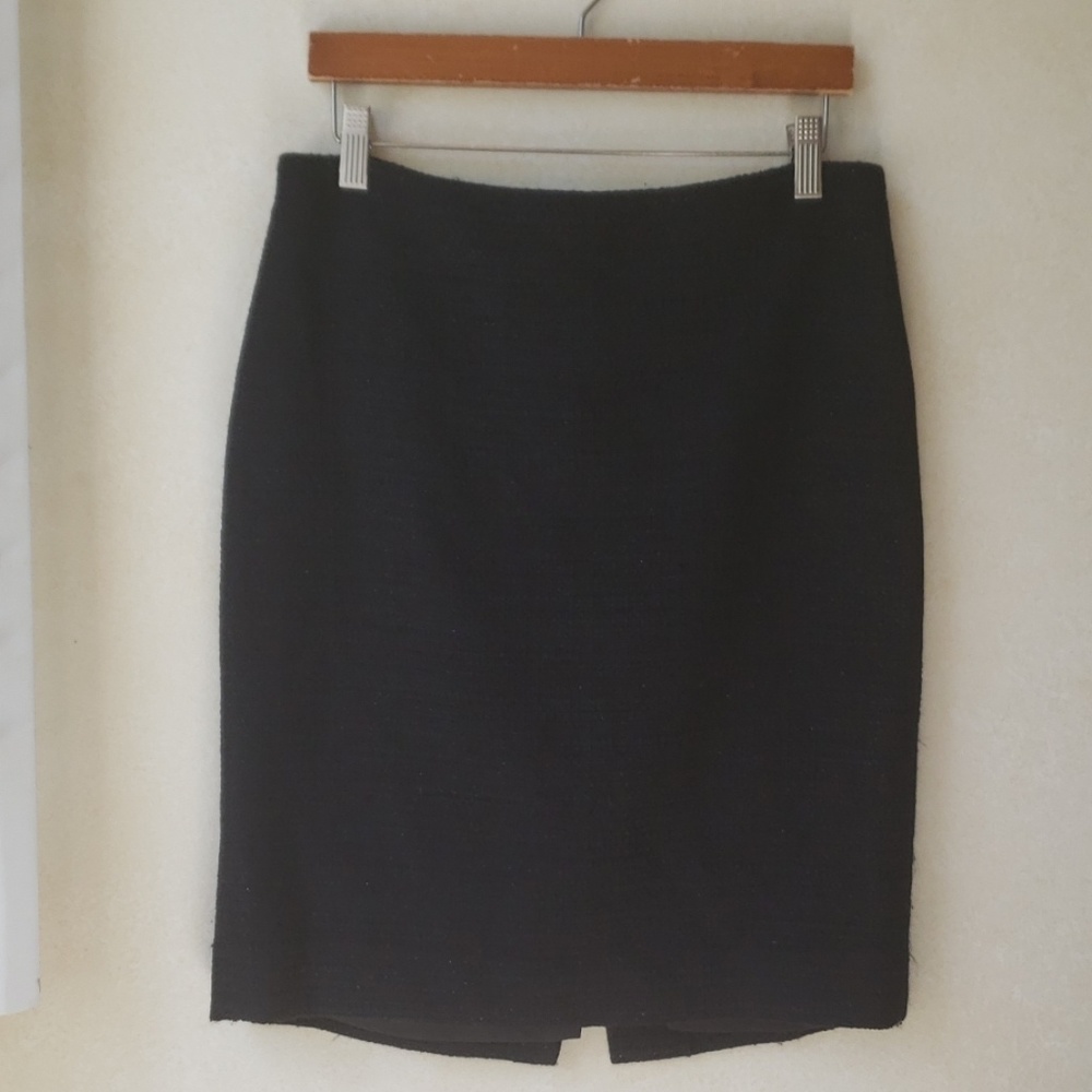 Theory Black Tweed Pencil Skirt